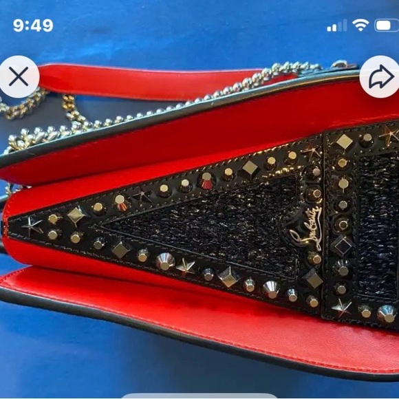 Christian Louboutin Black and Red Chain Shoulder Bag - Picture 3 of 6